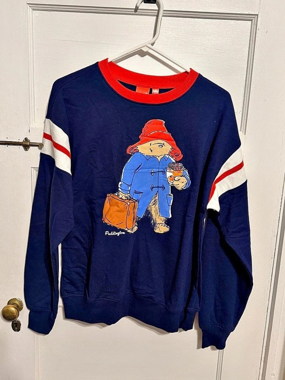 Paddington Bear Sweatshirt, Blue with red accents. Size Small. NWT